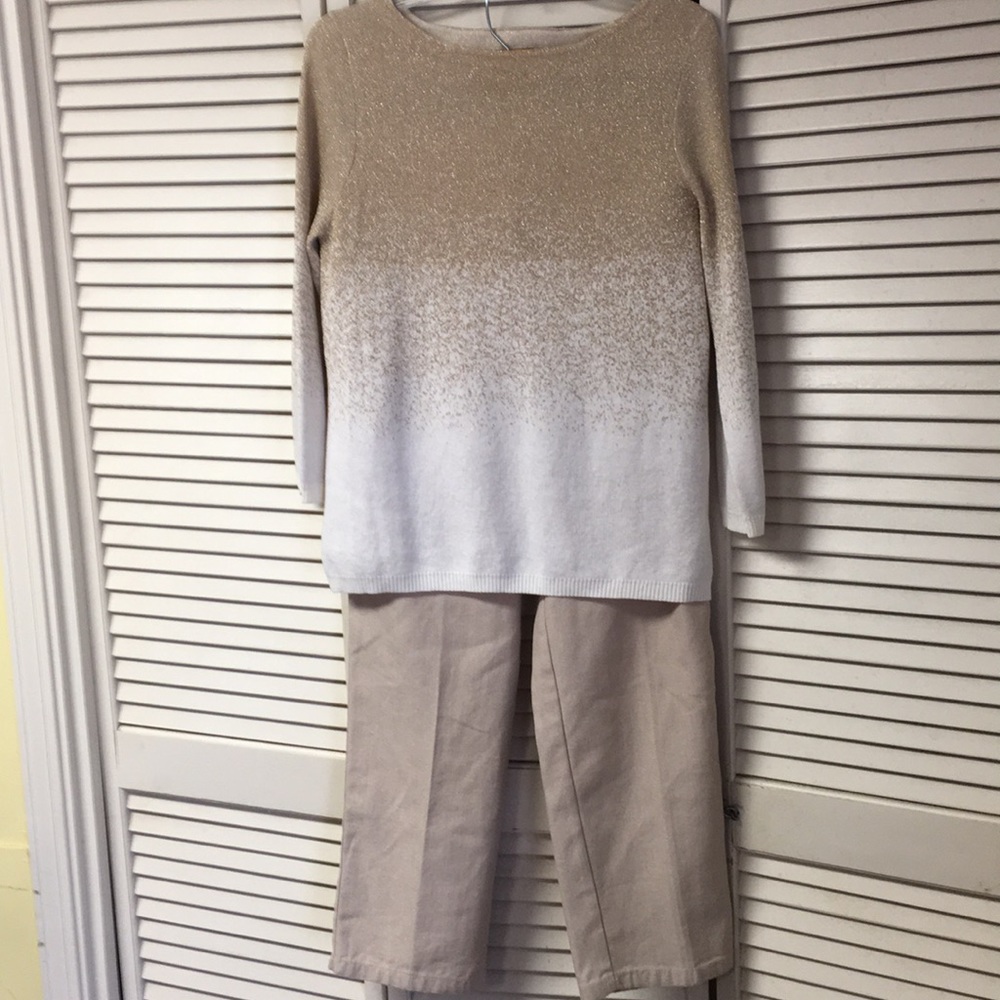 Ruby Rd  glitter jeans & metallic gold sweater